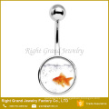 316L quirúrgico Goldfish acero Logo Epoxy vientre anillo joyería del cuerpo